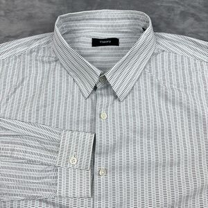 Theory Shirt Mens Size XL White Irving Dash Print Button Up Long Sleeve